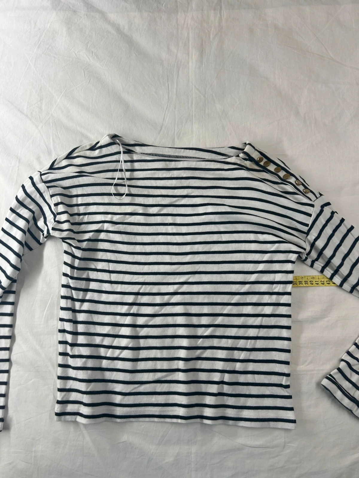 Pull blanc et noir à rayures vintage camaïeu